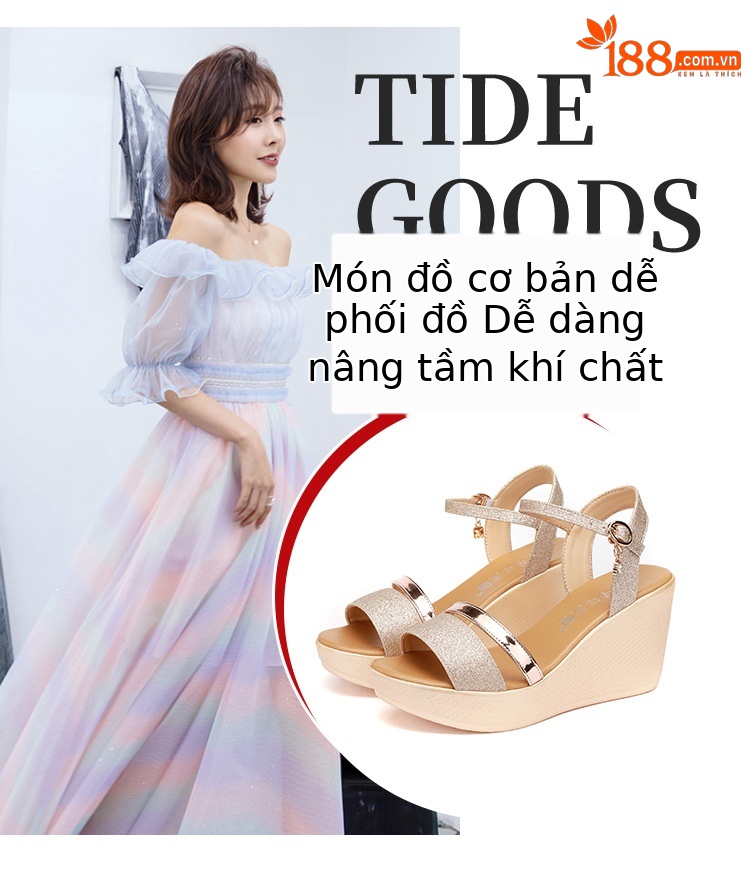 Sandal cao gót nữ đế xuồng mũi hở quai ngang 2025 — Màu đen, Màu vàng, Màu bạc, Màu đỏ chi tiết 6