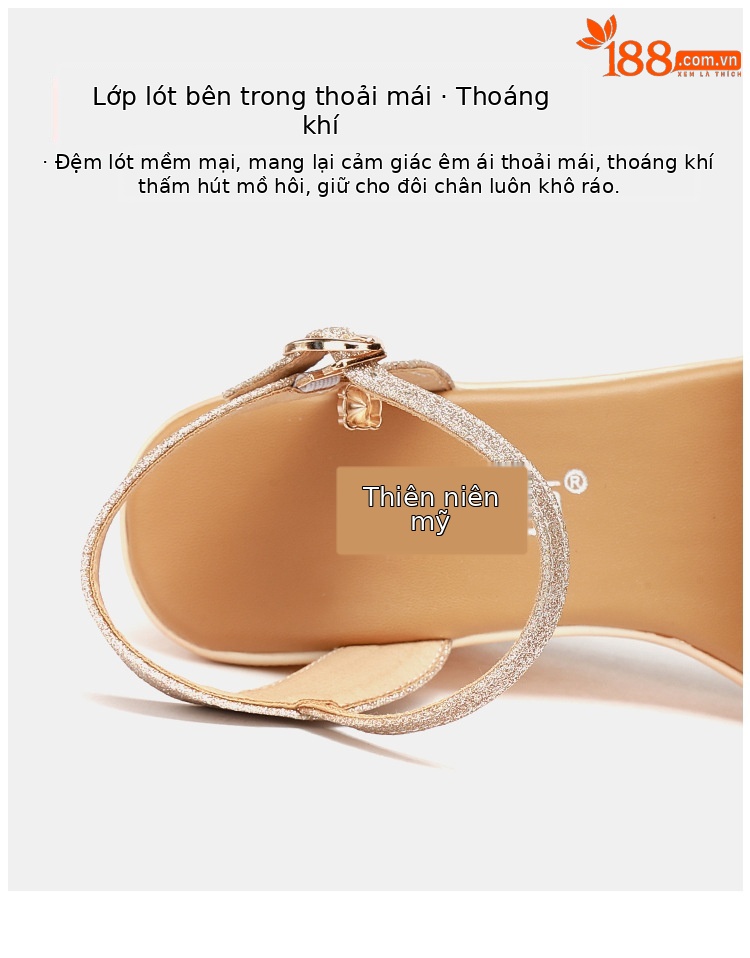 Sandal cao gót nữ đế xuồng mũi hở quai ngang 2025 — Màu đen, Màu vàng, Màu bạc, Màu đỏ chi tiết 8