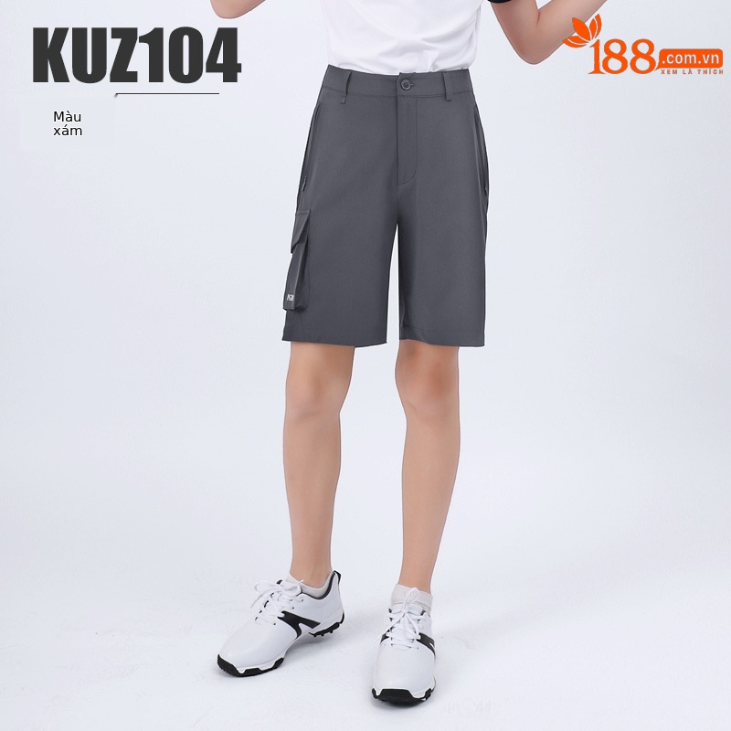 Quần short golf bé trai PGM co giãn thắt lưng thoáng khí nhanh khô — KUZ104 màu xám, KUZ104 màu xanh hải quân, KUZ104 màu trắng