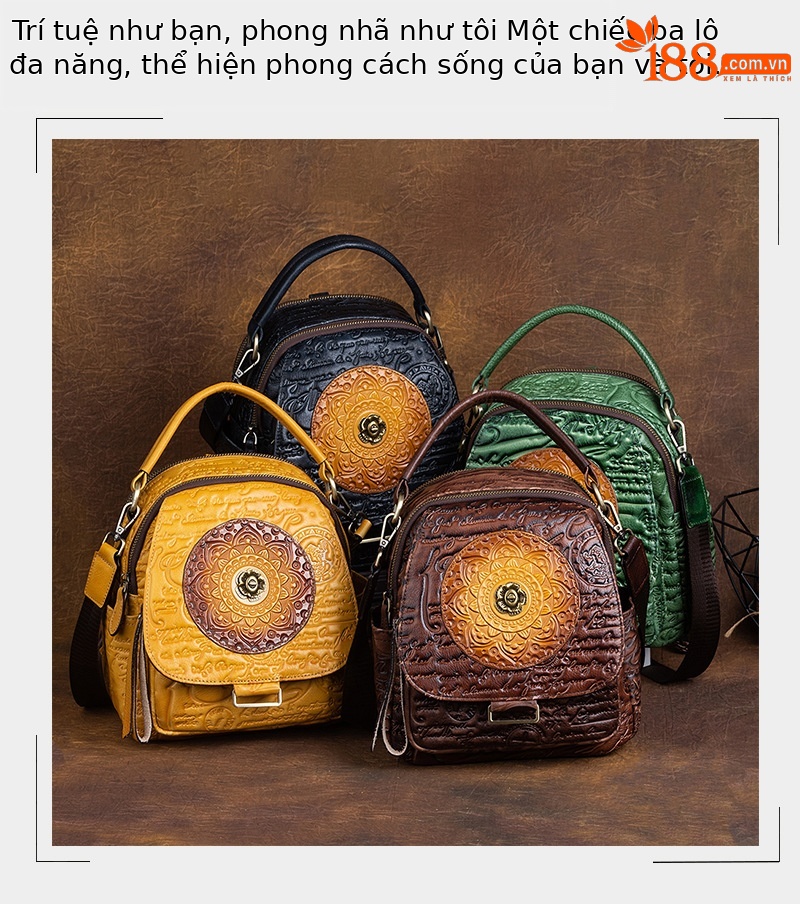 Túi đeo vai nữ da bò dập nổi cổ điển, phong cách Trung Quốc, đánh bóng màu da thực vật — Xám cổ điển, Nâu cổ điển chi tiết 3