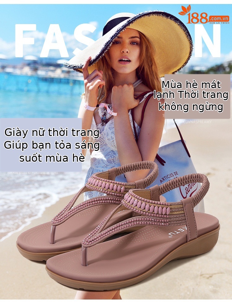 Dép sandal nữ quai đàn hồi đính hạt gót xuồng platform mùa hè 2026 — Bảo hành một năm, Màu tím, Màu xanh ngọc, Màu mơ chi tiết 1