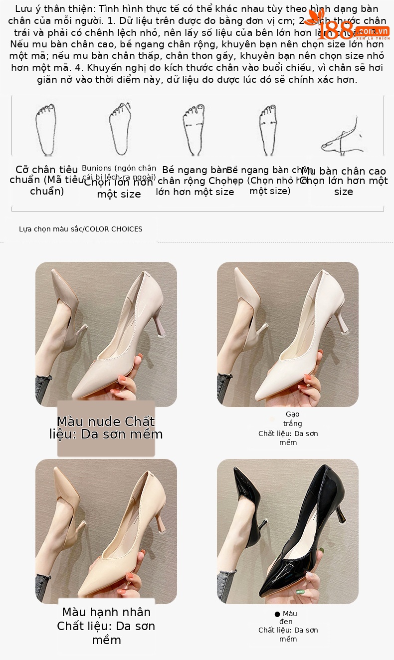 Giày cao gót nữ mũi nhọn gót nhọn kiểu dáng đơn giản thanh lịch — Màu đen chi tiết 3