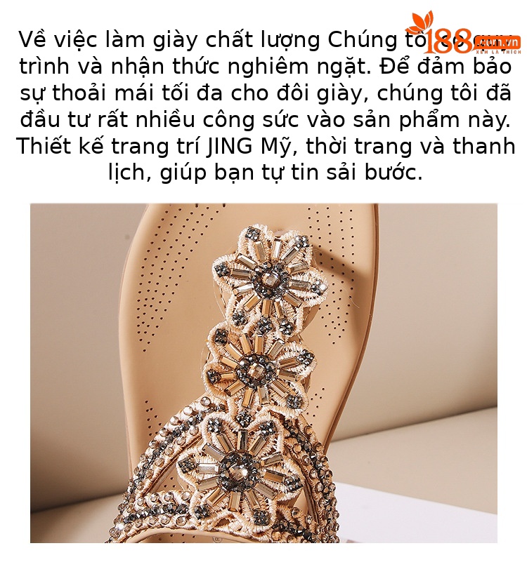 Sandal nữ đế xuồng đính đá pha lê phong cách cổ điển châu Âu mềm mại thoải mái — Màu nâu, Màu đen, Bảo hành một năm, Màu mơ chi tiết 8