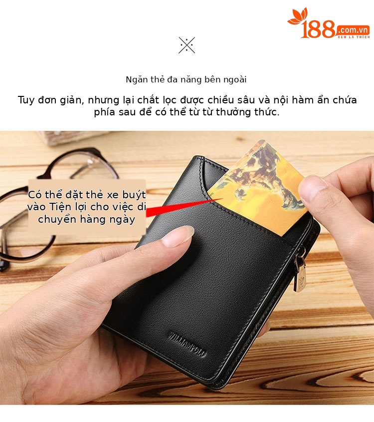 Ví da nam ngắn cao cấp chống trộm da bò mềm chi tiết 3