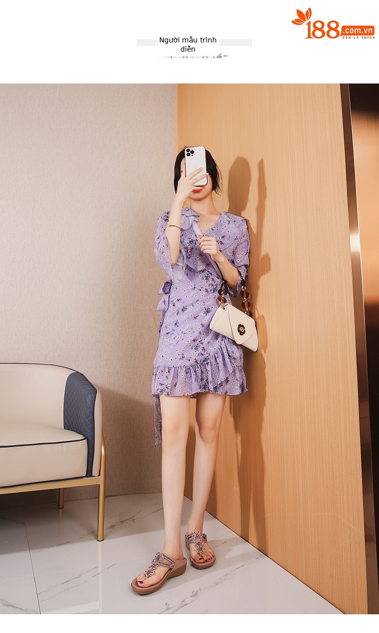 Dép sandal nữ xỏ ngón đế bệt họa tiết hoa retro đính đá phong cách châu Âu — Thoải mái/chống trượt/sau khi bán lẻ, Màu hồng, Màu xanh ngọc, Màu mơ chi tiết 10