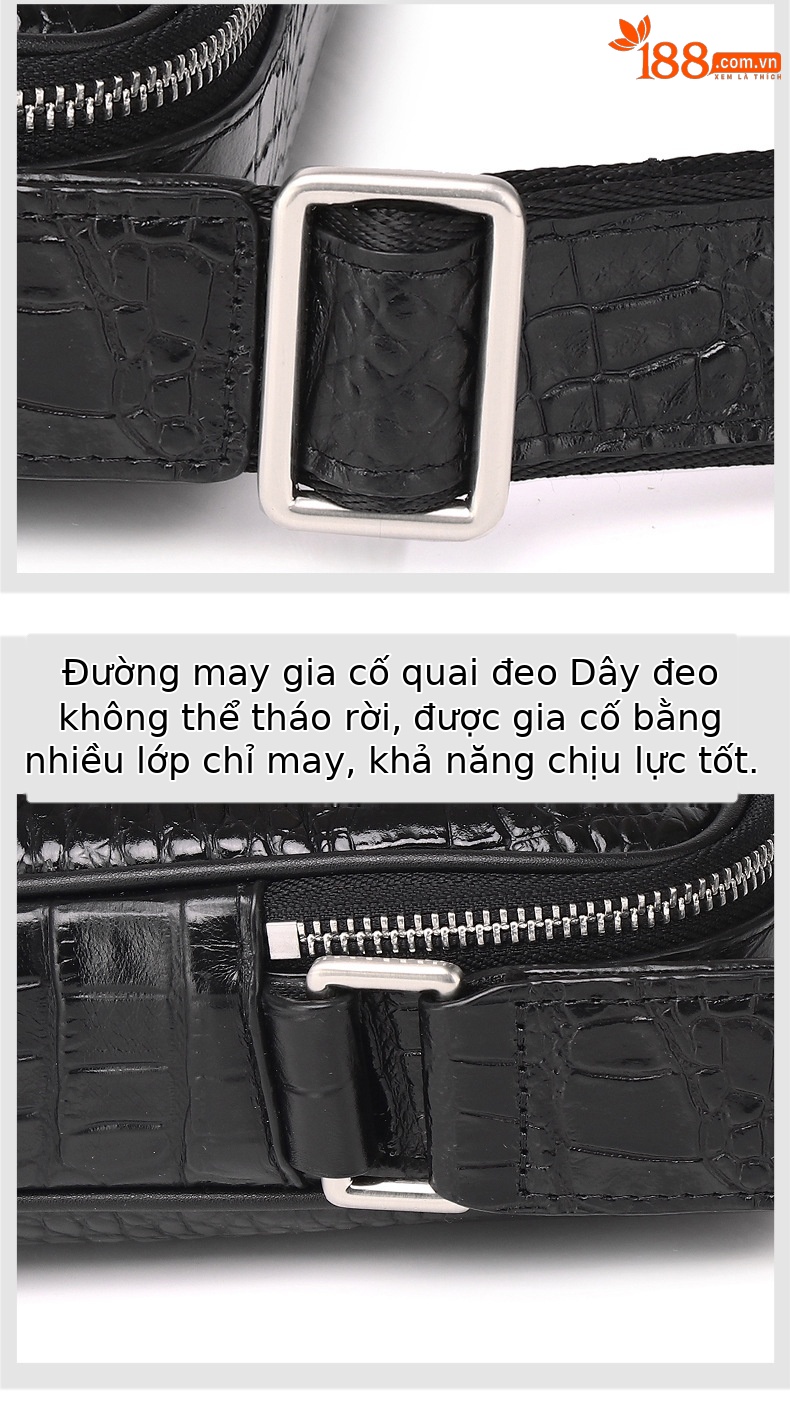 Túi đeo chéo nam da họa tiết cá sấu phong cách cổ điển, kiểu dáng messenger ngang, dung tích lớn chi tiết 20