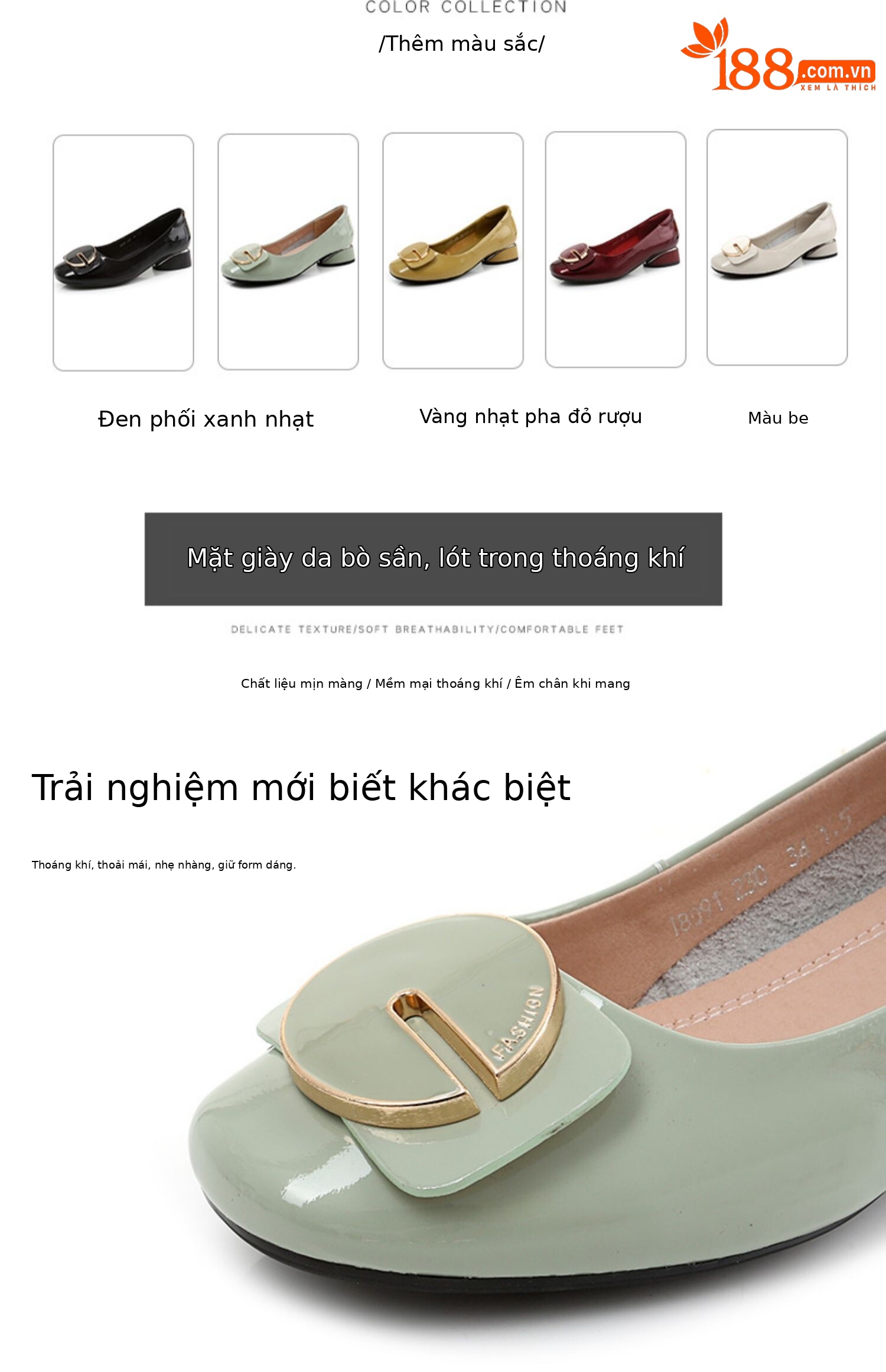 Giày lười nữ mũi tròn gót vuông đế mềm thoải mái kiểu mới hè — Màu đen chi tiết 3