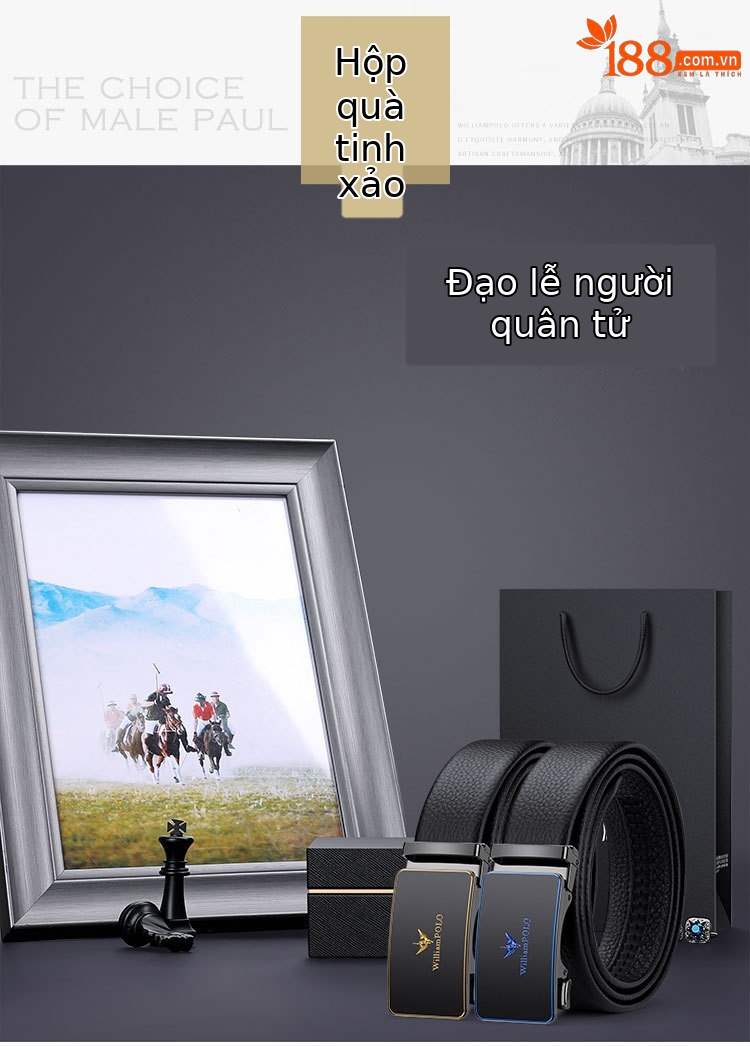 Thắt lưng da bò nam khóa tự động Emperor Paul – dây da bò thật, phong cách công sở — 120cm, 130cm, 110cm, 125cm chi tiết 8