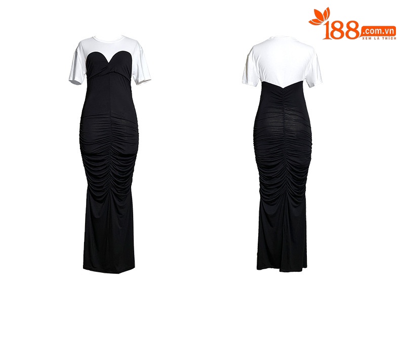 Đầm maxi nữ thắt eo phong cách Pháp — Màu đen chi tiết 4