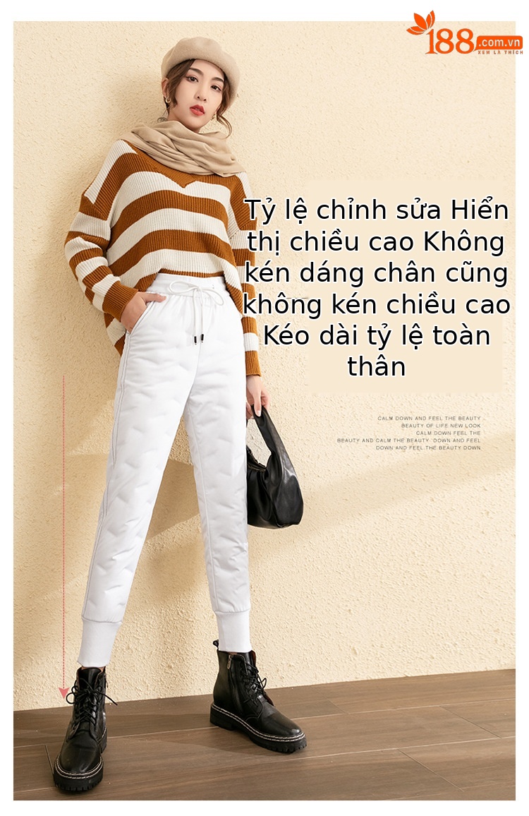 Quần lông vũ nữ cạp cao dày dặn mặc ngoài form suông — Màu đen chi tiết 6