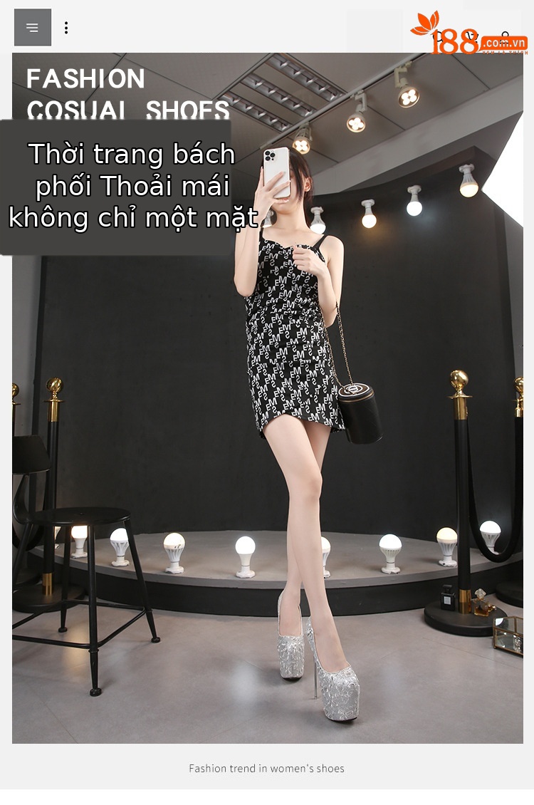 Giày cao gót nữ mũi nhọn gót 20 cm đế ren đỏ — Cỏ xanh chi tiết 1