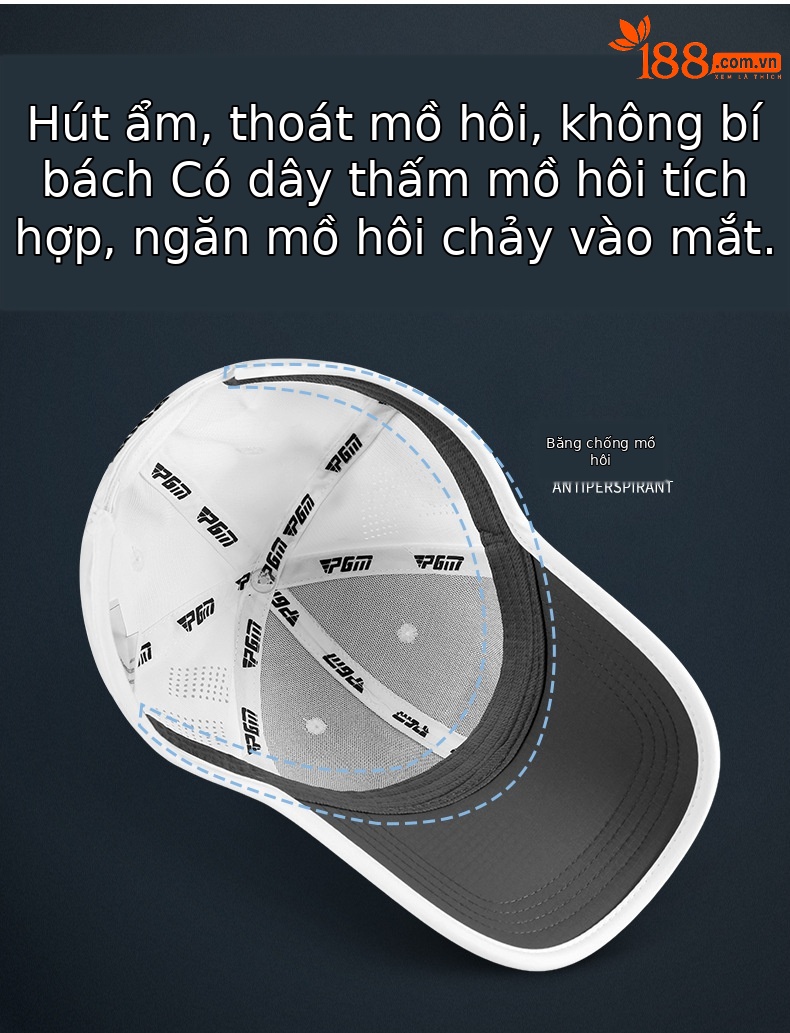 Mũ lưỡi trai golf nam PGM chống nắng thoáng khí — MZ030 nam mũ thoáng khí màu đen, MZ030 nam mũ thoáng khí màu trắng, MZ030 nam mũ thoáng khí màu xám chi tiết 5