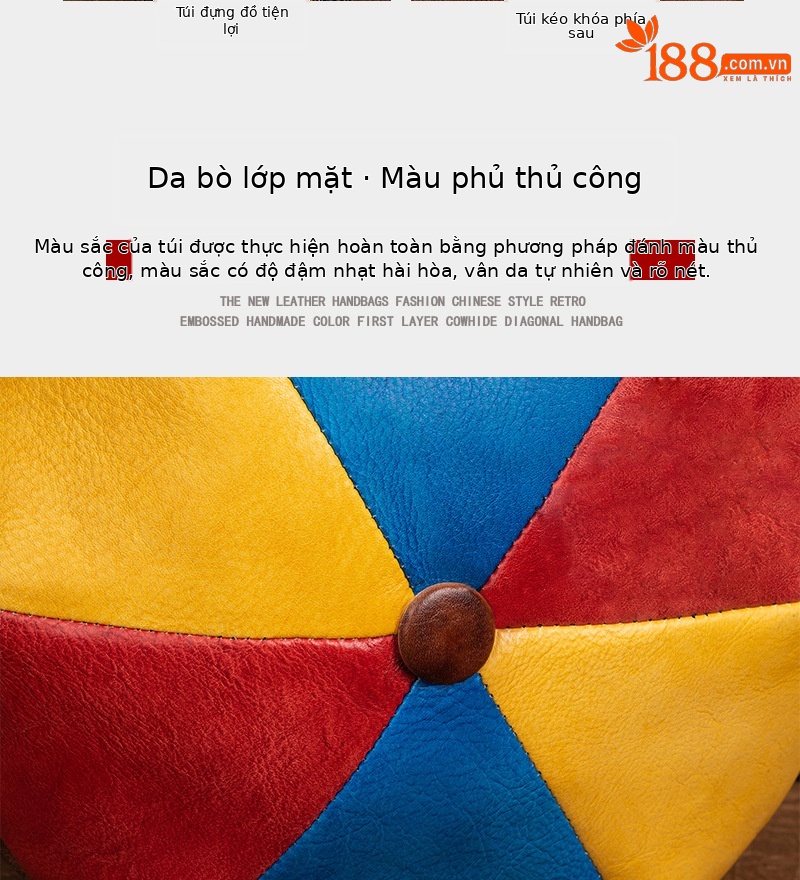 Ba lô da bò cao cấp phong cách thời trang hình mũ — Vàng cổ điển, Nâu đỏ cổ điển, Xám cổ điển, Nâu cổ điển chi tiết 5