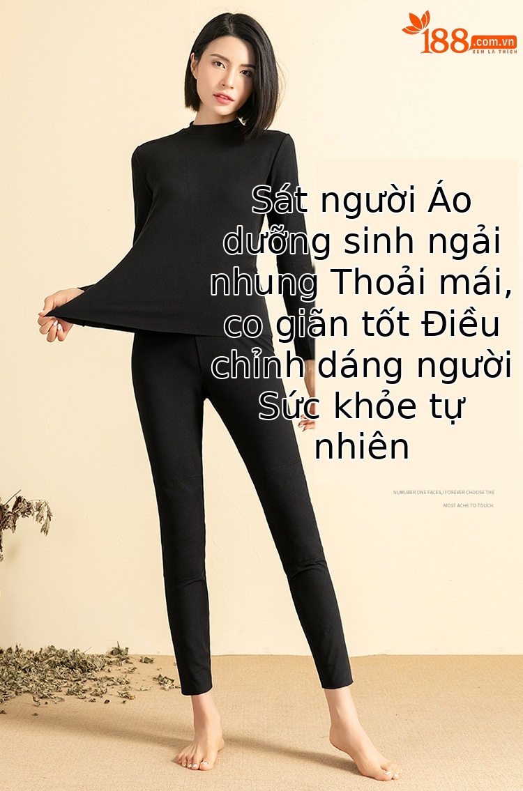 Bộ đồ lót giữ nhiệt nữ liền mạch mùa thu đông — Màu đen chi tiết 8