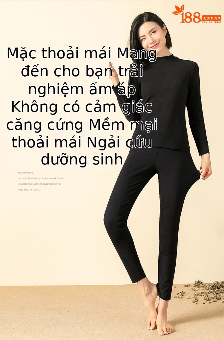 Bộ đồ lót giữ nhiệt nữ liền mạch mùa thu đông — Màu đen chi tiết 9