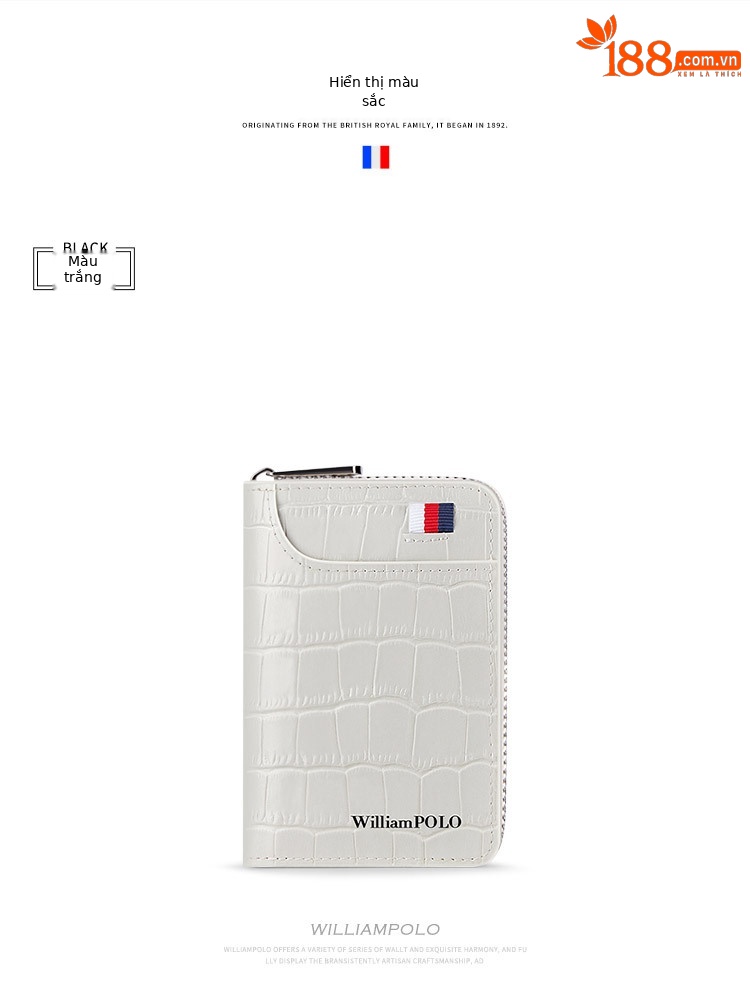 Ví card holder da thật nhiều ngăn đựng thẻ có khóa kéo Emperor Paul chi tiết 8