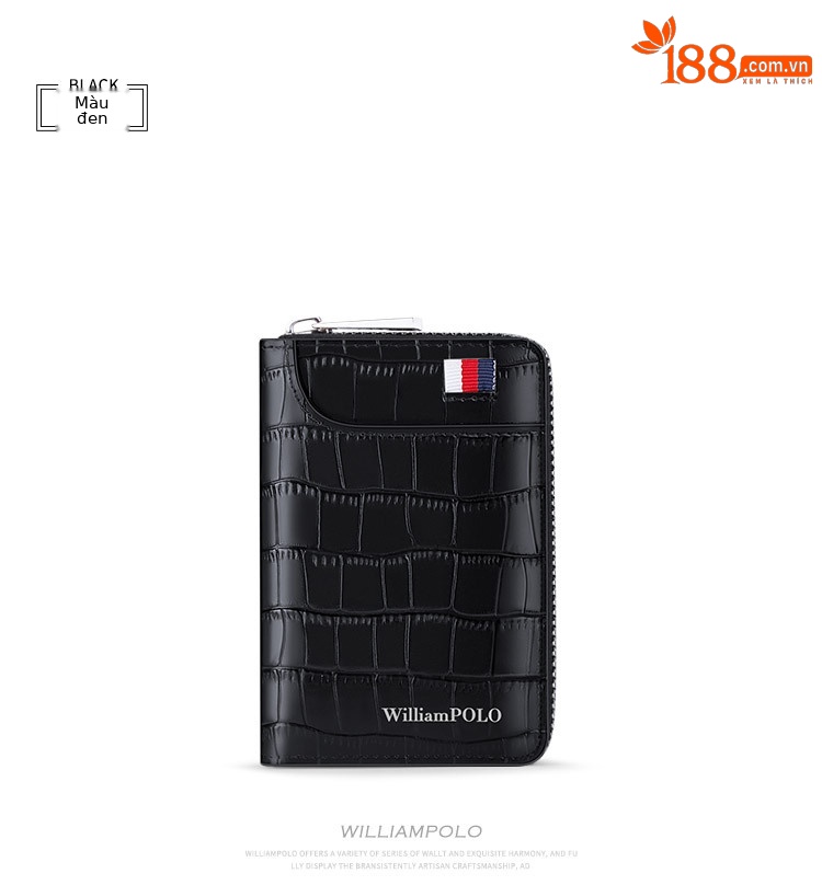 Ví card holder da thật nhiều ngăn đựng thẻ có khóa kéo Emperor Paul chi tiết 10