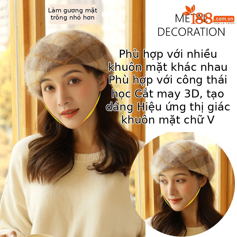 Mũ nồi beret nữ thu đông phong cách bí ngô phồng, giữ ấm tai, lông thỏ mềm mại — Màu đen