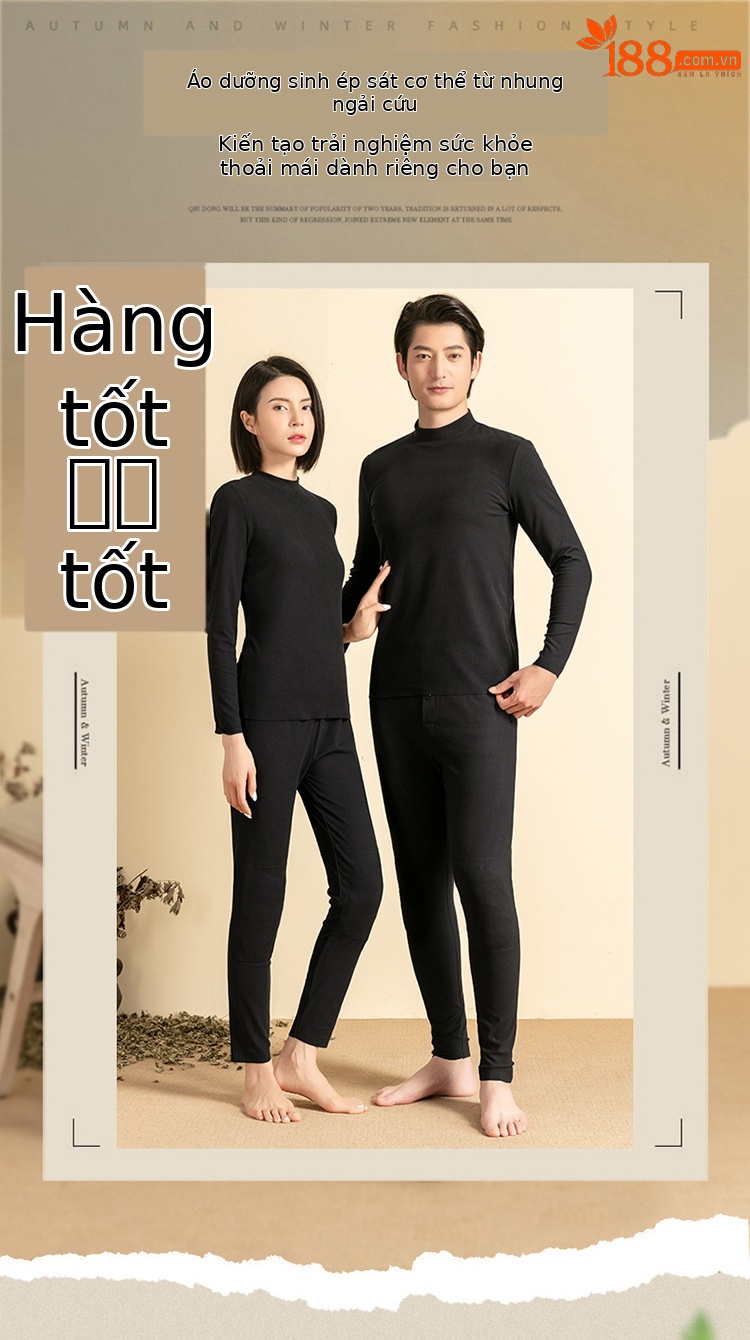 Bộ đồ lót giữ nhiệt nam lót nhung lông cừu dày ấm — Xám đậm chi tiết 1