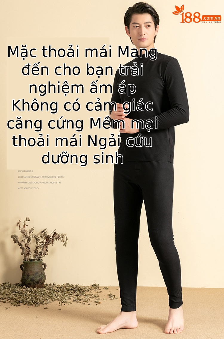 Bộ đồ lót giữ nhiệt nam lót nhung lông cừu dày ấm — Xám đậm chi tiết 9