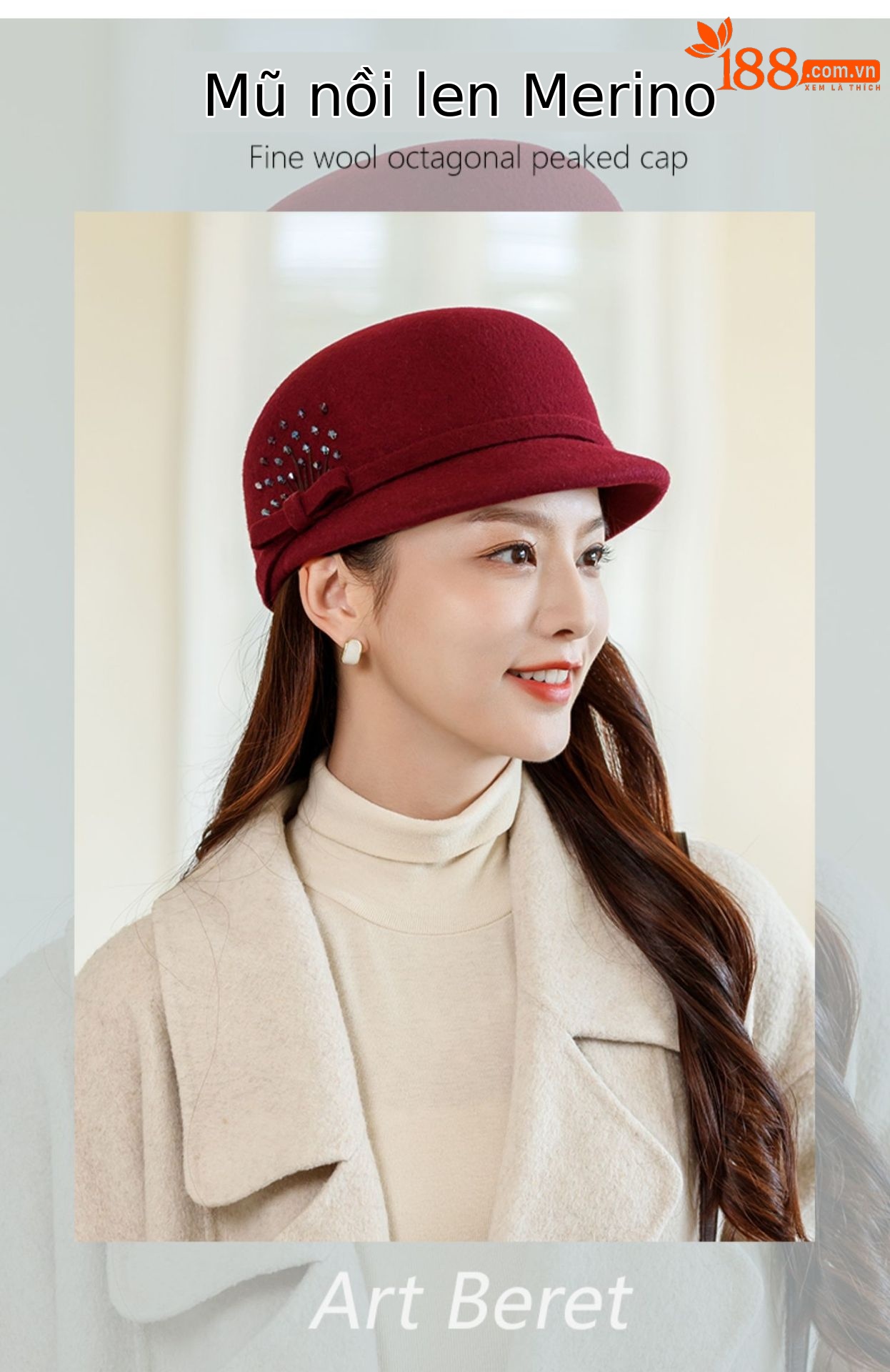 Mũ beret len nữ mùa thu đông phong cách Anh, nỉ len giản dị, đa năng thời trang, ôm mặt — Màu đen chi tiết 1