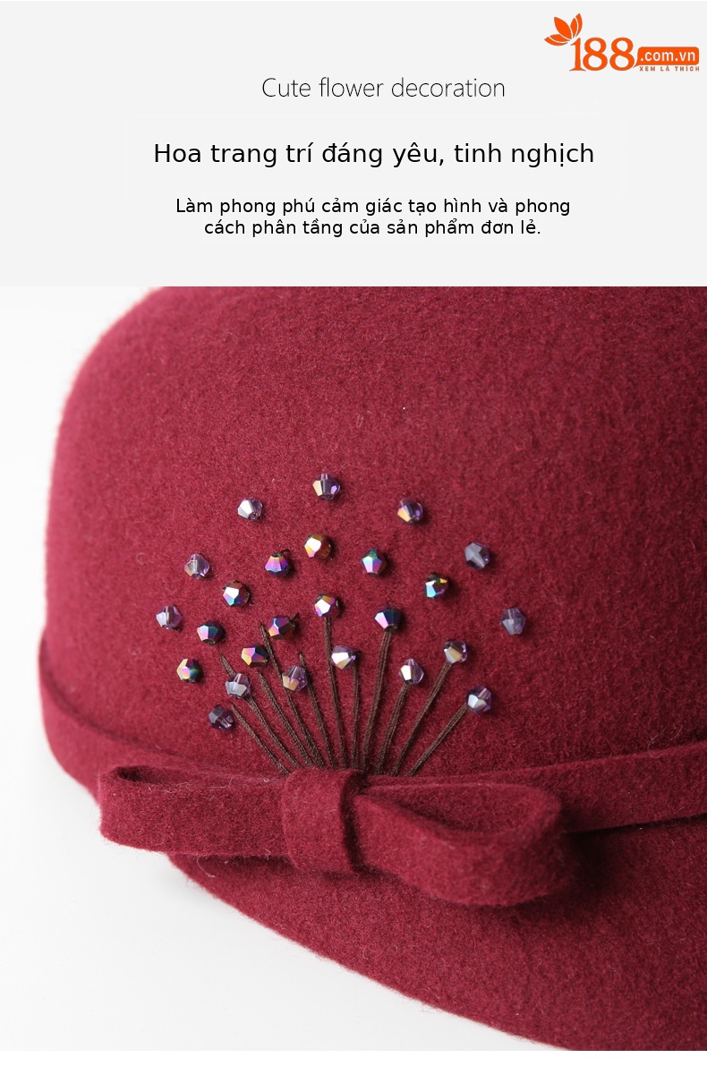 Mũ beret len nữ mùa thu đông phong cách Anh, nỉ len giản dị, đa năng thời trang, ôm mặt — Màu đen chi tiết 7