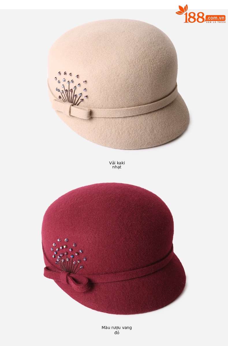 Mũ beret len nữ mùa thu đông phong cách Anh, nỉ len giản dị, đa năng thời trang, ôm mặt — Màu đen chi tiết 14