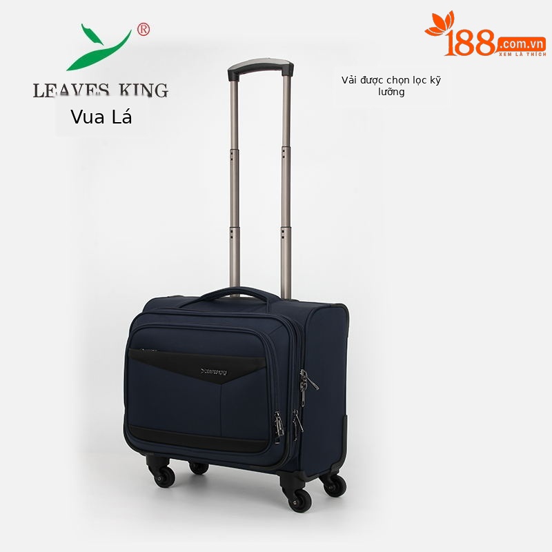 Vali vải Oxford 16 inch nhẹ, bánh xe đa hướng, khóa kéo, xách tay cho doanh nhân — Màu đen