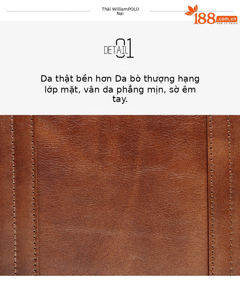 Cặp da nam công sở Hoàng Đế Paul đựng laptop 14 inch nhiều ngăn — Màu nâu, Màu cà phê đậm chi tiết 5