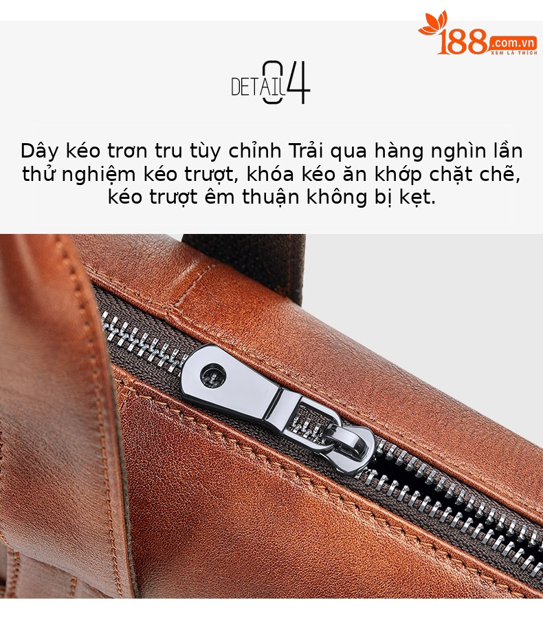 Cặp da nam công sở Hoàng Đế Paul đựng laptop 14 inch nhiều ngăn — Màu nâu, Màu cà phê đậm chi tiết 8