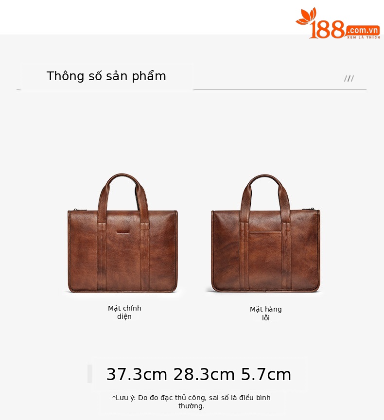 Cặp da nam công sở Hoàng Đế Paul đựng laptop 14 inch nhiều ngăn — Màu nâu, Màu cà phê đậm chi tiết 11