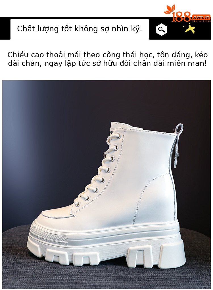 Boot nữ da sáng chế đế dày ống ngắn phong cách Anh — Màu đen chi tiết 7