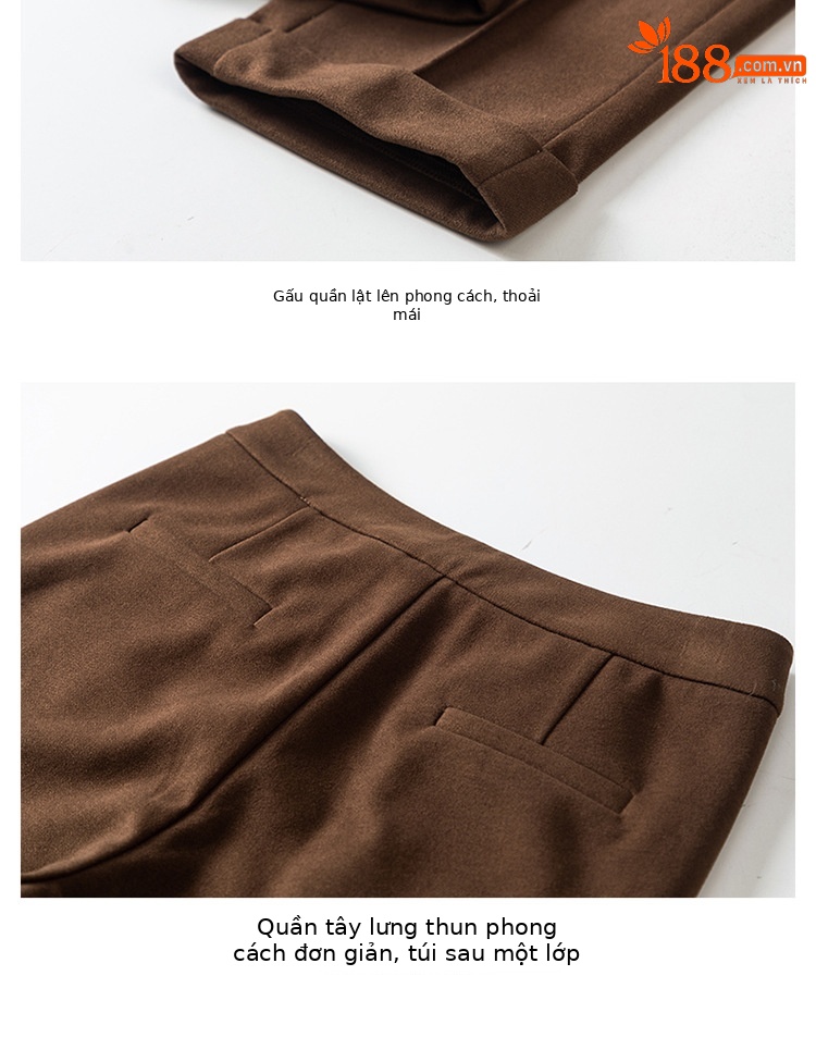 Quần len ống đứng nữ cạp cao dáng suông — Màu đen chi tiết 18