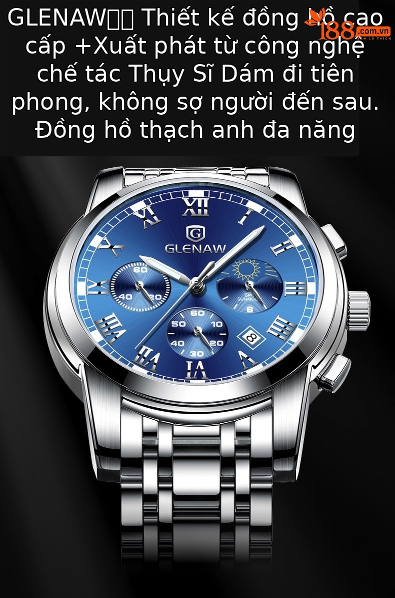 Đồng hồ nam thể thao đa chức năng Fah Glenn chống nước dạ quang dây thép chi tiết 1
