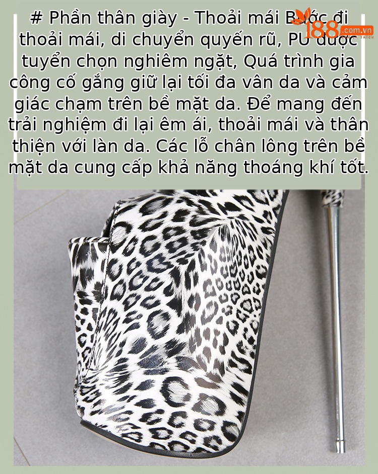 Giày cao gót nữ mũi nhọn họa tiết da báo, gót kim loại mảnh 19 cm — Màu nâu (Chiều cao gót 19cm không đổi trả) chi tiết 2