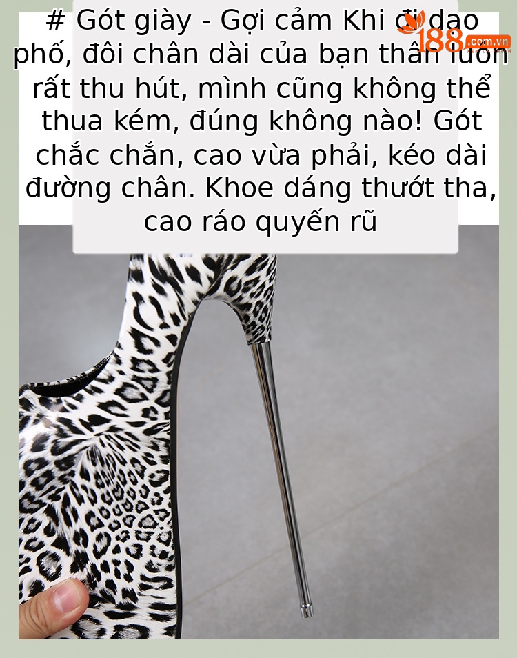 Giày cao gót nữ mũi nhọn họa tiết da báo, gót kim loại mảnh 19 cm — Màu nâu (Chiều cao gót 19cm không đổi trả) chi tiết 4