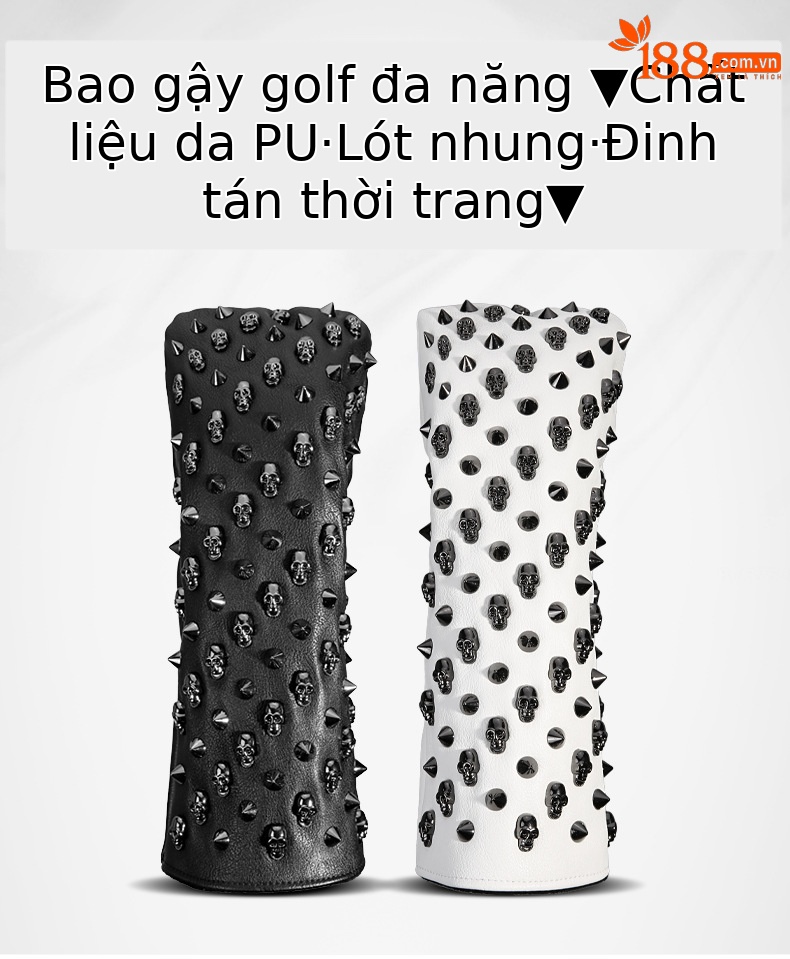 Vỏ đầu gậy Golf PGM chống thấm nước, đa năng, bảo vệ đầu gậy — GT035-Bao thanh gỗ số 1 màu đen, GT035-Bộ thanh đẩy hình bán nguyệt màu đen, GT035-Bộ cột gỗ số 3/Số 5 màu trắng, GT035-Bộ thanh đẩy hình bán nguyệt màu trắng chi tiết 2
