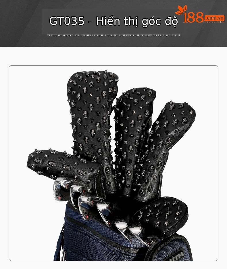 Vỏ đầu gậy Golf PGM chống thấm nước, đa năng, bảo vệ đầu gậy — GT035-Bao thanh gỗ số 1 màu đen, GT035-Bộ thanh đẩy hình bán nguyệt màu đen, GT035-Bộ cột gỗ số 3/Số 5 màu trắng, GT035-Bộ thanh đẩy hình bán nguyệt màu trắng chi tiết 5