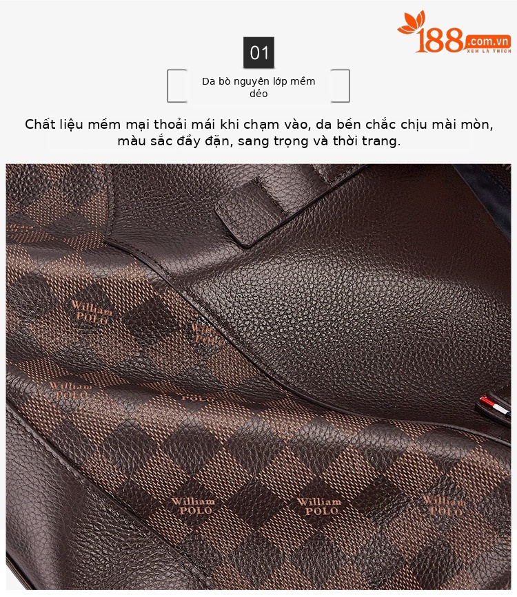 Cặp công văn da bò Emperor Paul đựng laptop 15 inch nhiều ngăn — Màu đen, Màu nâu chi tiết 2