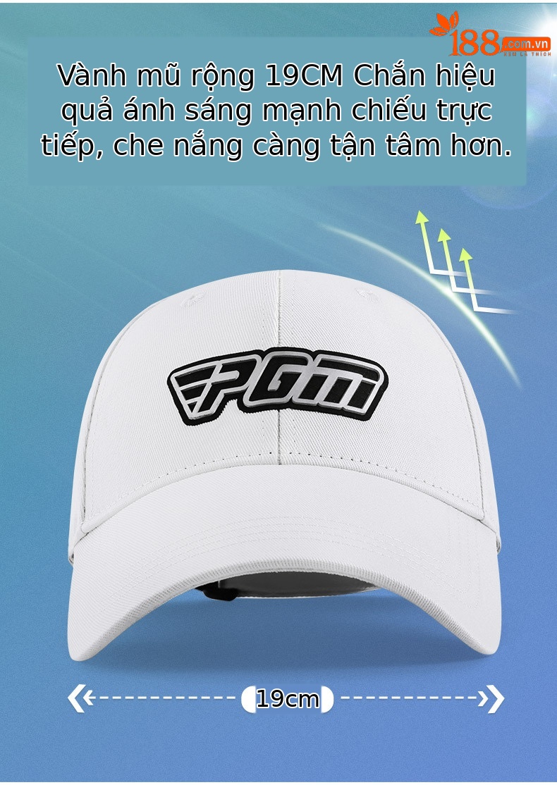 Mũ chống nắng trẻ em PGM vành rộng 19cm dây thun co giãn — MZ037 màu trắng, MZ037 màu đen, MZ037 màu xanh lam chi tiết 3