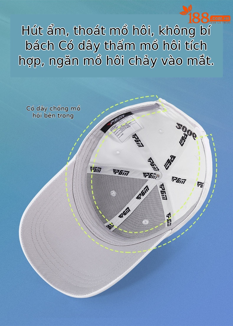 Mũ chống nắng trẻ em PGM vành rộng 19cm dây thun co giãn — MZ037 màu trắng, MZ037 màu đen, MZ037 màu xanh lam chi tiết 4