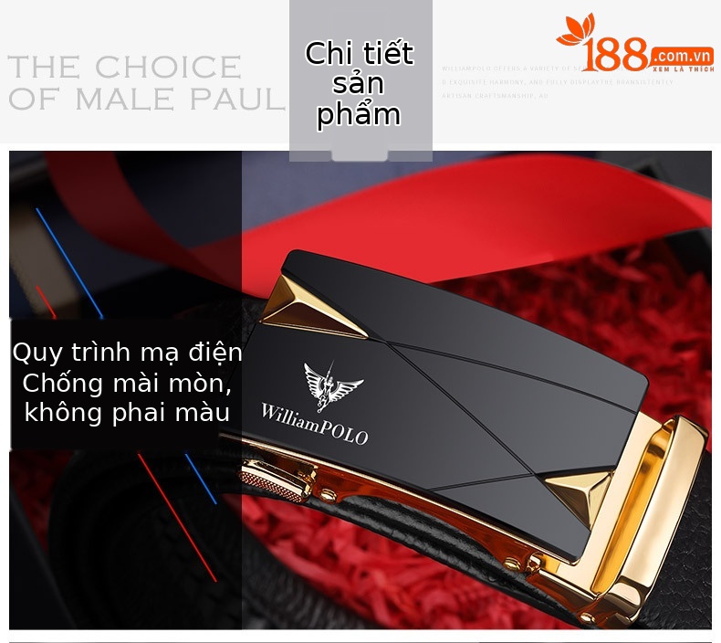 Thắt lưng da bò nam Emperor Paul khóa kim loại — 120cm, 130cm, 110cm, 125cm chi tiết 6