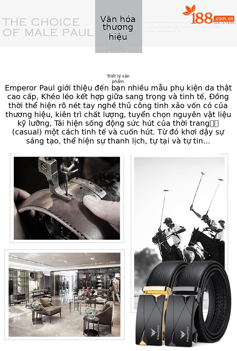 Thắt lưng da bò nam Emperor Paul khóa kim loại — 120cm, 130cm, 110cm, 125cm chi tiết 4