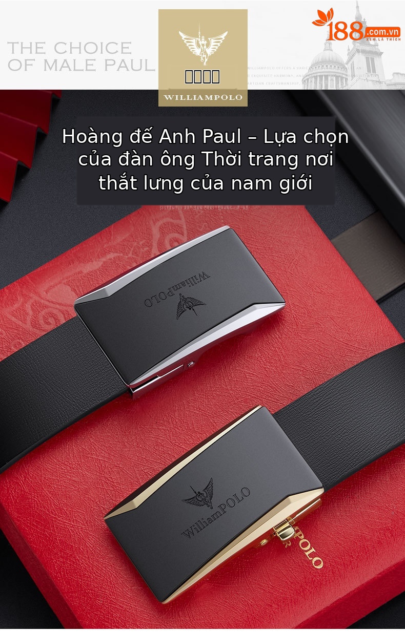 Thắt lưng da bò nguyên chất Emperor Paul kiểu khóa kim công sở — 120cm, 130cm, 110cm, 125cm chi tiết 1