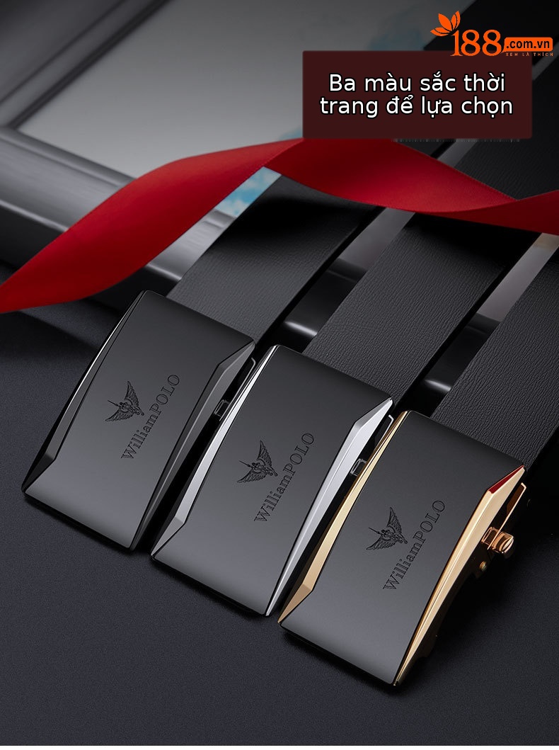 Thắt lưng da bò nguyên chất Emperor Paul kiểu khóa kim công sở — 120cm, 130cm, 110cm, 125cm chi tiết 4