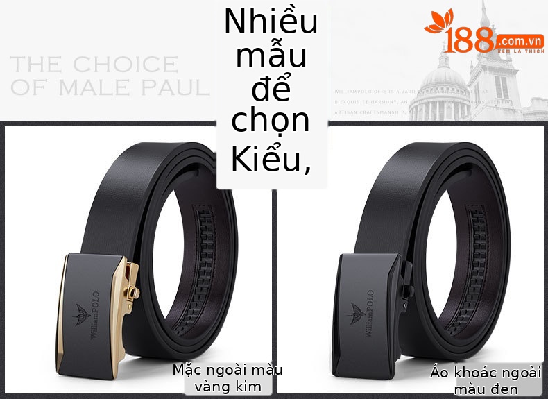 Thắt lưng da bò nguyên chất Emperor Paul kiểu khóa kim công sở — 120cm, 130cm, 110cm, 125cm chi tiết 9
