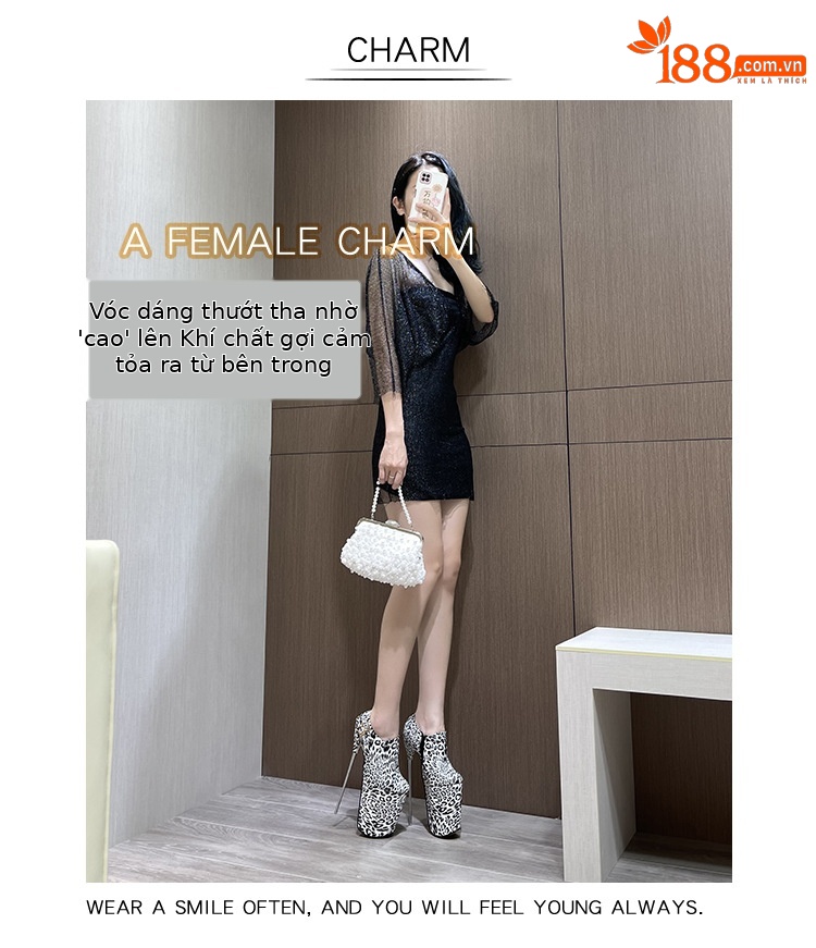 Boot nữ cổ cao quá đầu gối họa tiết da báo, gót mỏng 19 cm, khóa kim loại — Da báo trắng (19cm) không đổi trả chi tiết 1