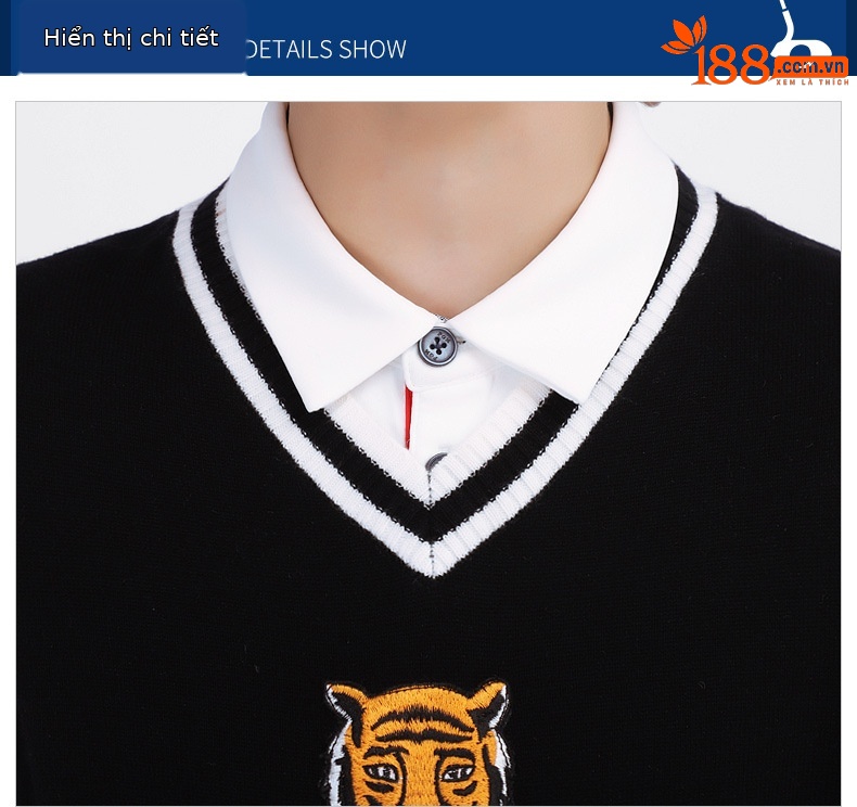 Áo vest len golf cho bé trai PGM mùa thu đông, form thoải mái ấm áp — Yf437-áo len màu xám, Yf436-áo vest len màu xanh nước biển, YF433-Màu đen, YF436-Áo vest len màu đen chi tiết 10