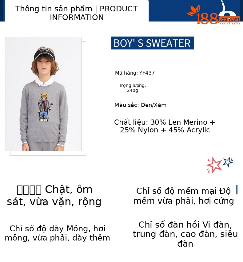 Áo vest len golf cho bé trai PGM mùa thu đông, form thoải mái ấm áp — Yf437-áo len màu xám, Yf436-áo vest len màu xanh nước biển, YF433-Màu đen, YF436-Áo vest len màu đen chi tiết 23