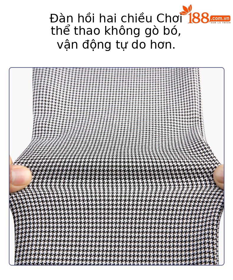 Quần nữ golf họa tiết răng sói (Houndstooth) phối sọc, thiết kế ôm vừa vặn — KUZ119-Quần nữ ca rô đen trắng chi tiết 2